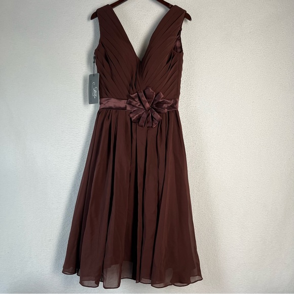 Jaeden bridesmaid prom formal medium brown midi dress sleeveless lace up  back - www.rajagirimanappuram.com